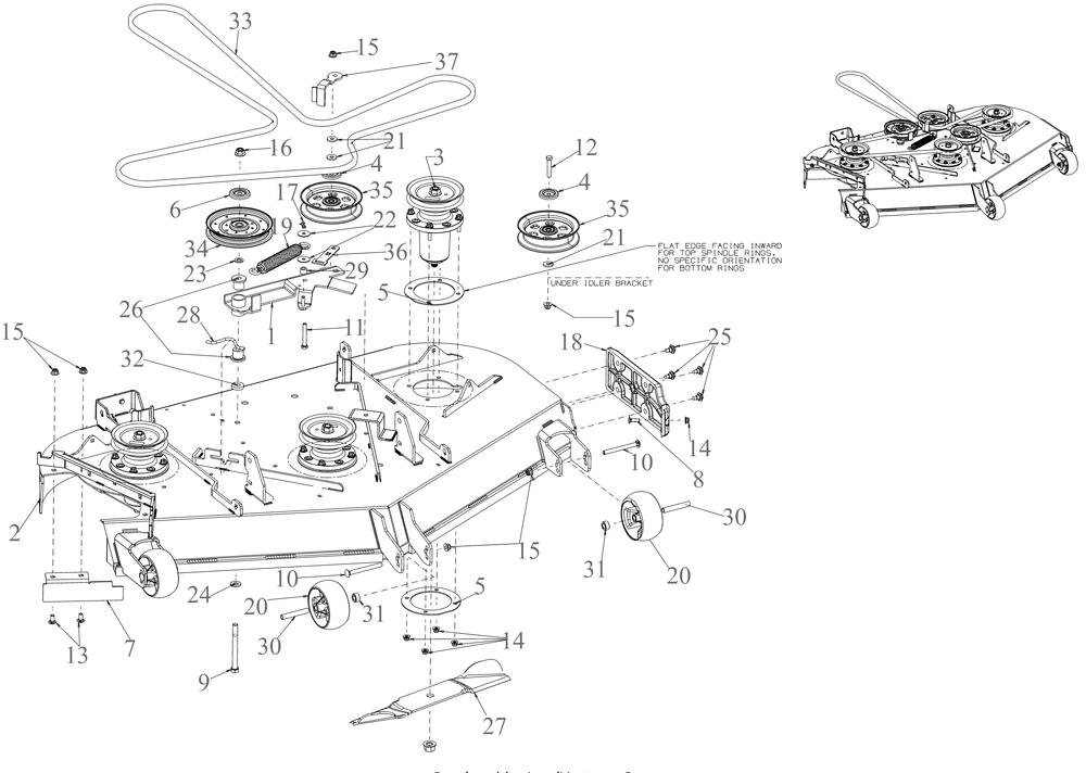 Deck Diagram and Parts List for ZTXS5-54KH (47RTCAB7010)(2023) Cub Cadet Lawn Tractor